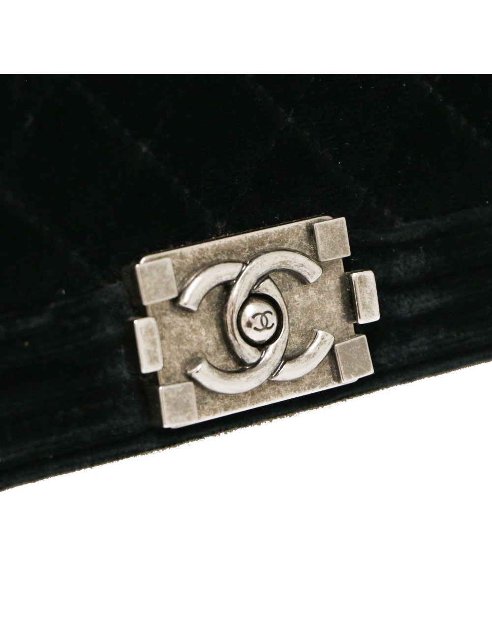 CHANEL black velvet mini Boy bag