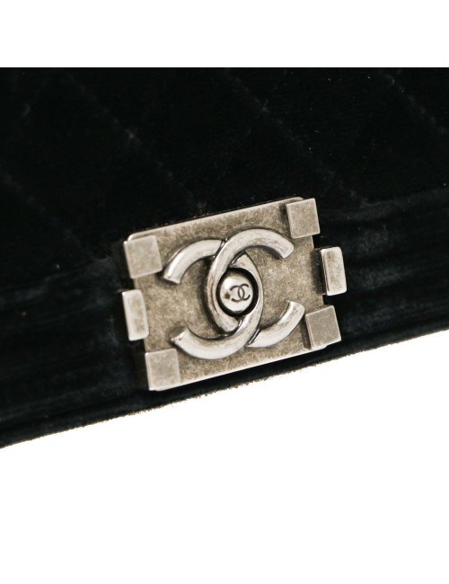 CHANEL black velvet mini Boy bag