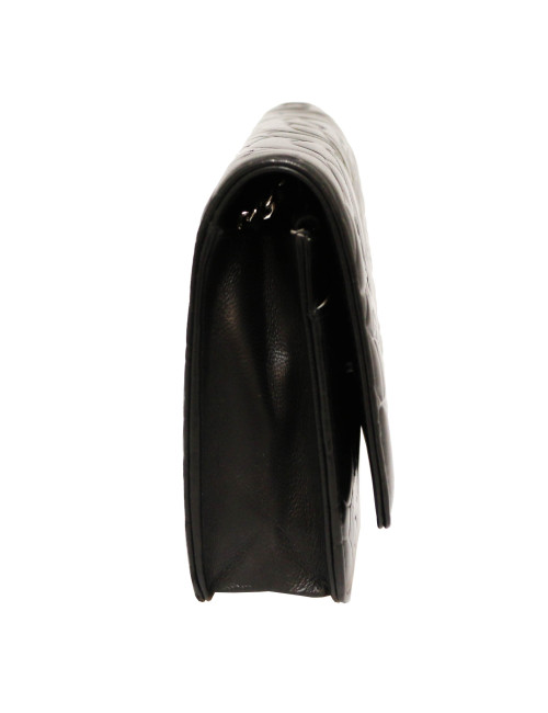 Wallet on chain CHANEL camélias noirs embossés