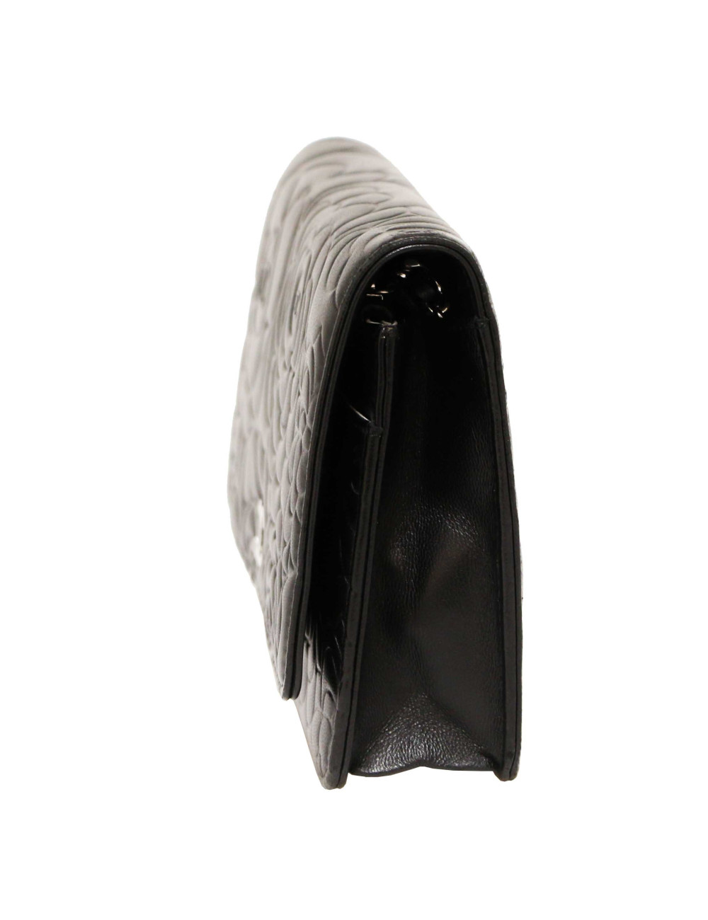 Wallet on chain CHANEL camélias noirs embossés