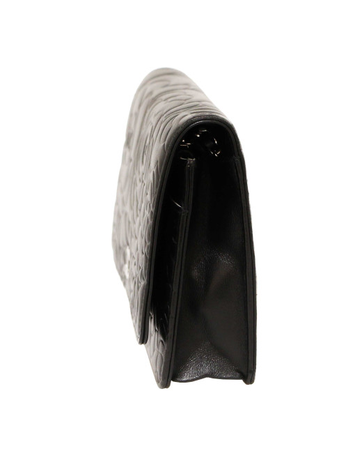 Wallet on chain CHANEL camélias noirs embossés