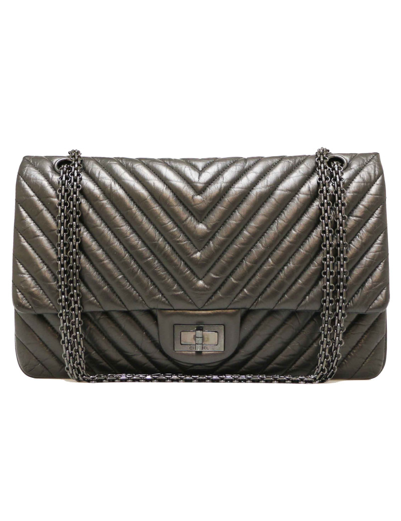 Maxi 2.55 CHANEL chevrons noir All black