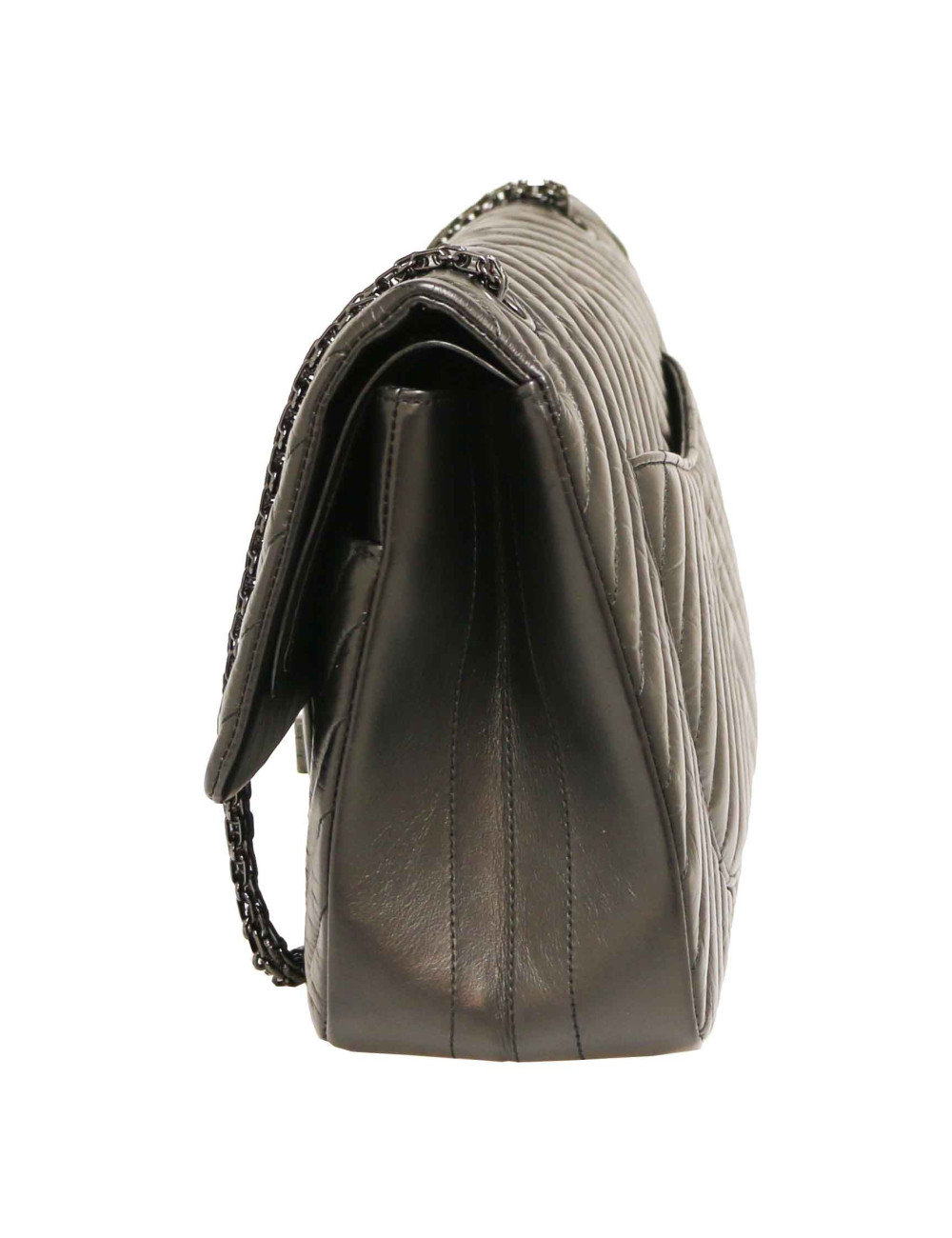 Maxi 2.55 CHANEL chevrons noir All black