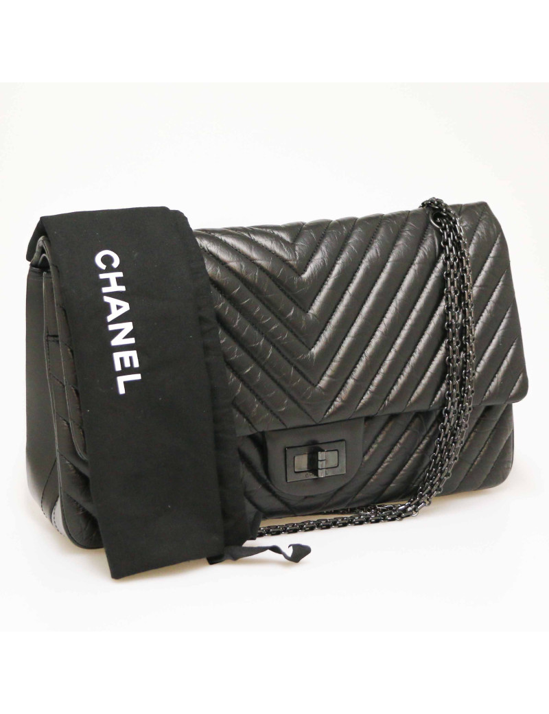 Maxi 2.55 CHANEL chevrons noir All black