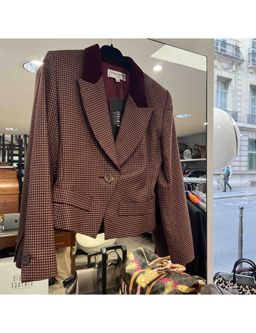 Veste YVES SAINT LAURENT à carreaux et col velours