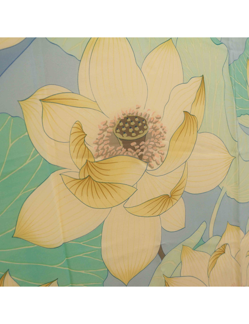 HERMES Fleur de lotus large square silk scarf