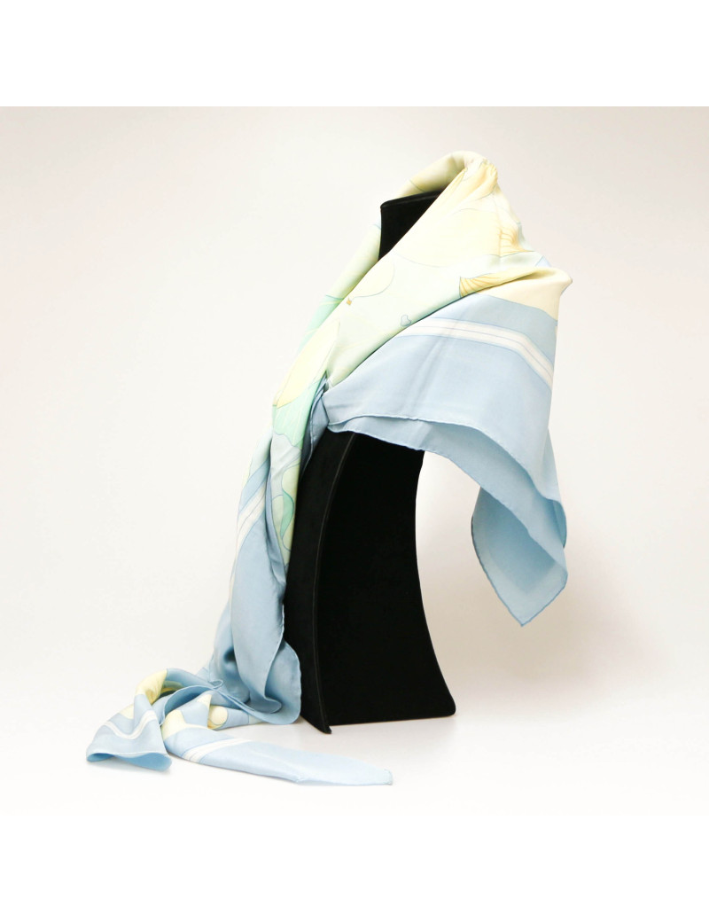 HERMES Fleur de lotus large square silk scarf
