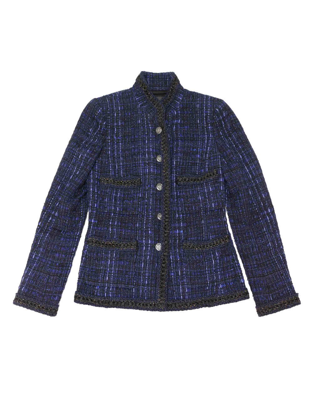 Veste CHANEL t38 tweed bleu et noir