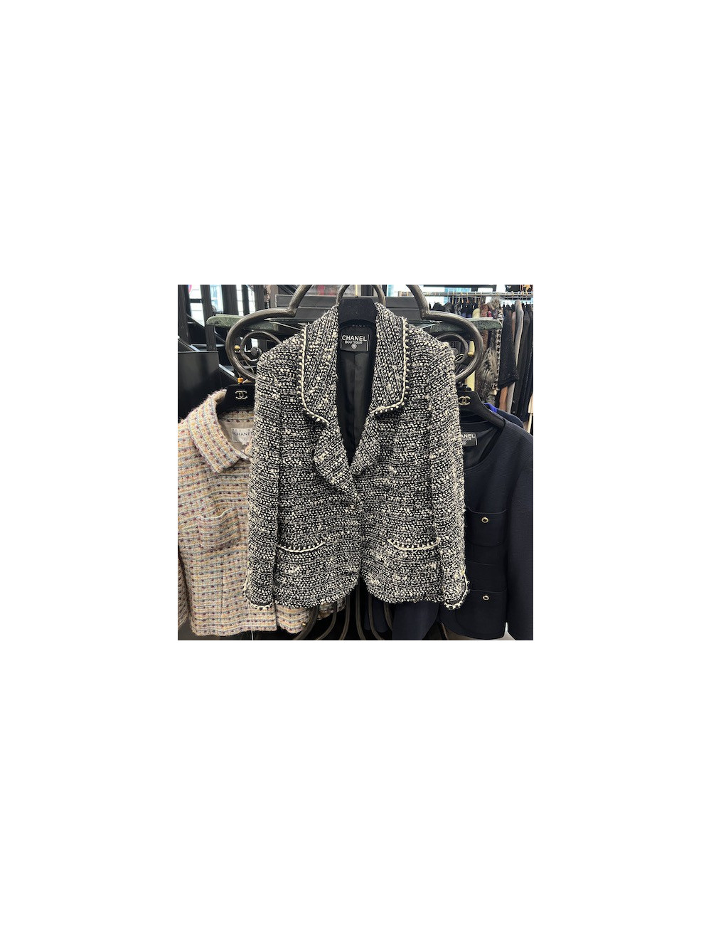 Veste T 40 CHANEL tweed noir blanc