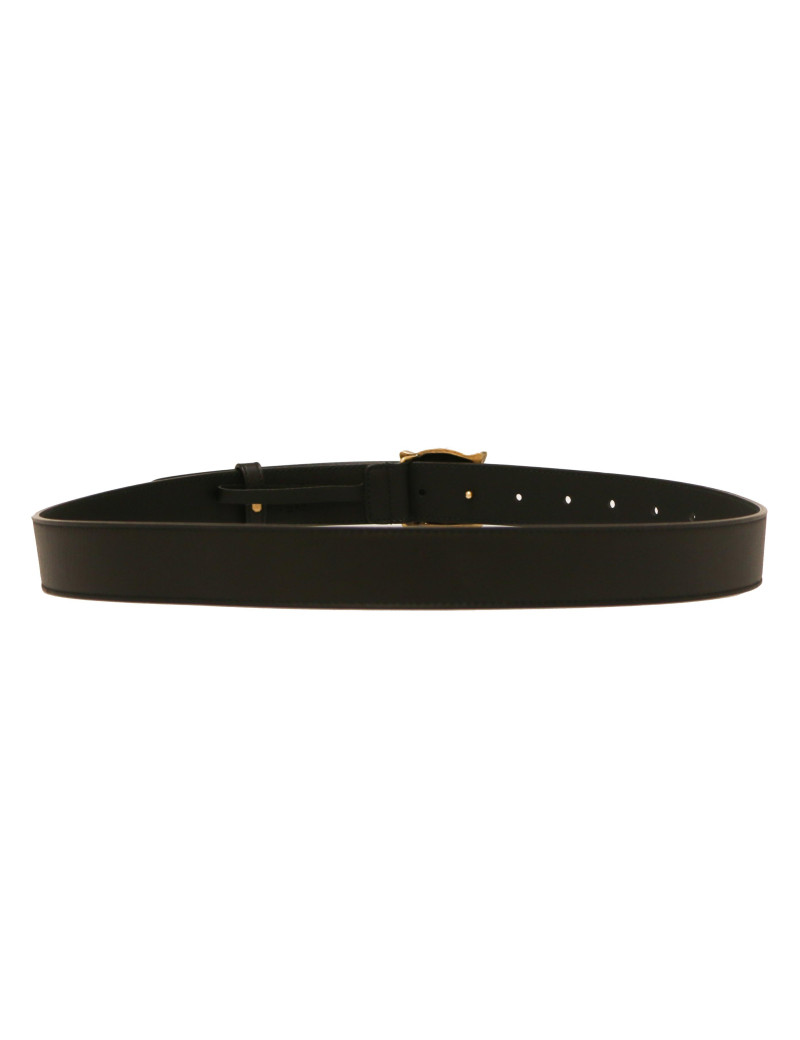 Ceinture GUCCI T95 en cuir noir et tête de tigre