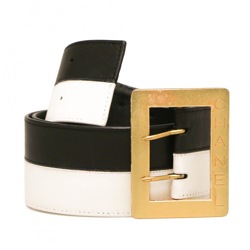 CHANEL Bicolor Vintage Leather Belt - Occasion Certified Authentic