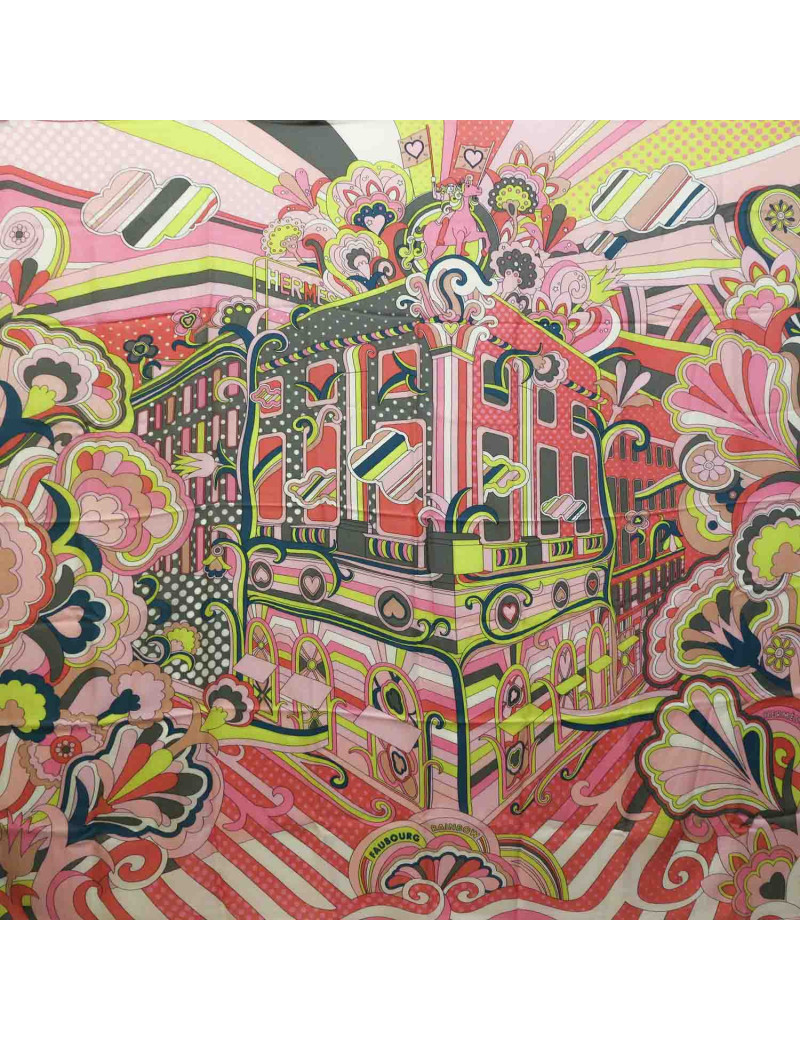 Châle HERMES  Faubourg Rainbow rose