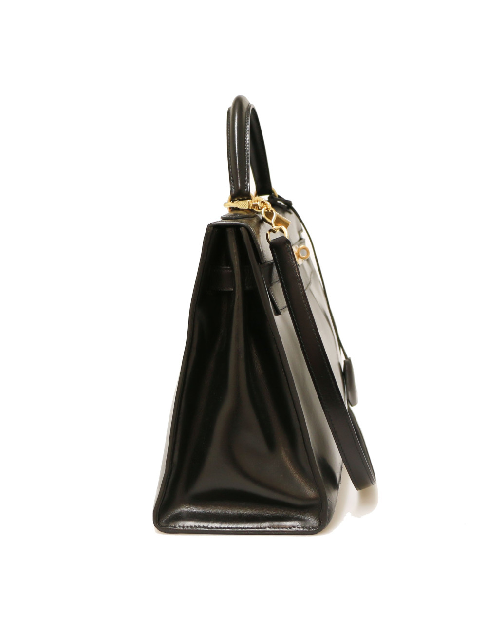 Sac Kelly sellier 32 HERMES box noir vintage