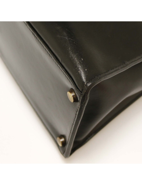 Sac Kelly sellier 32 HERMES box noir vintage