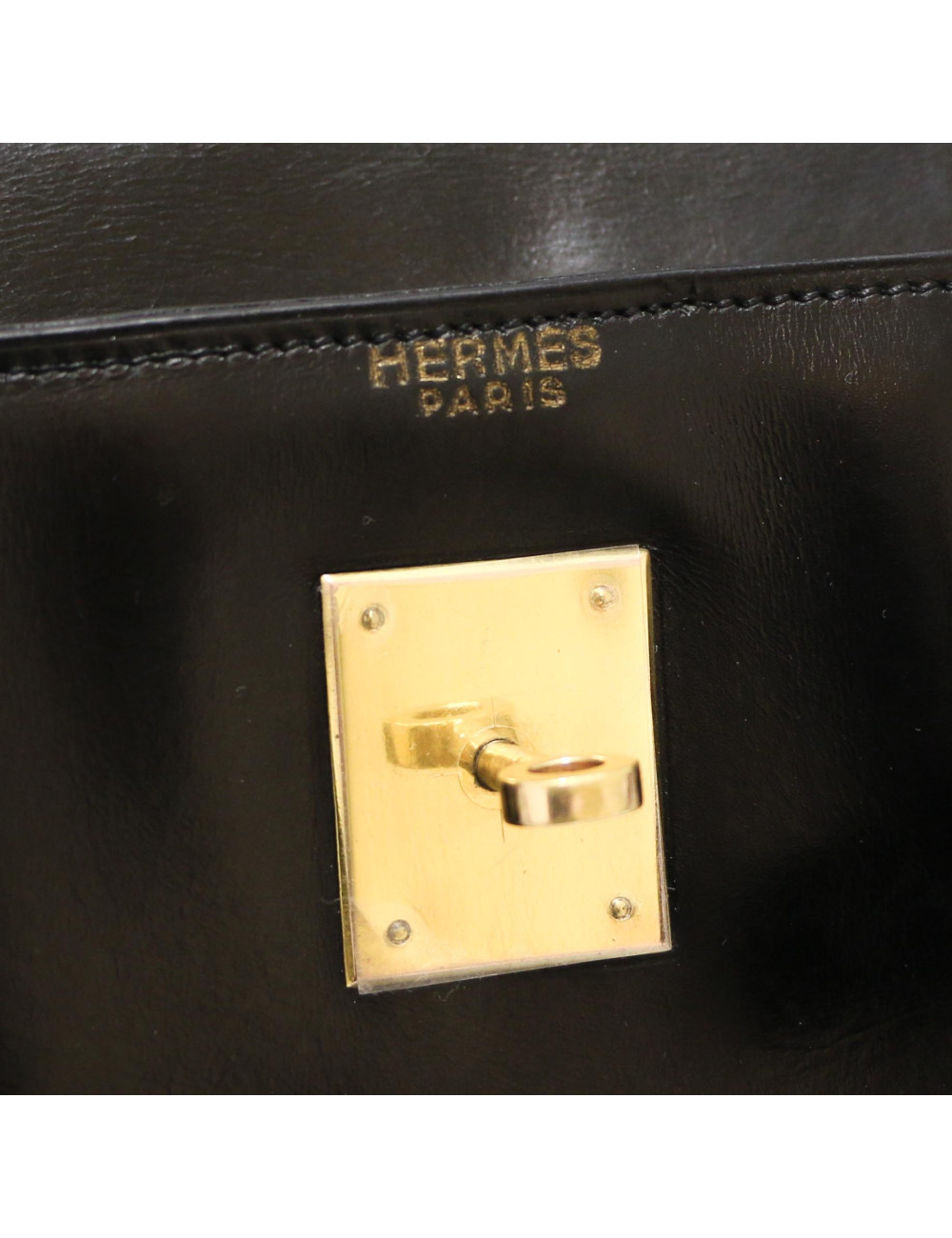 Sac Kelly sellier 32 HERMES box noir vintage