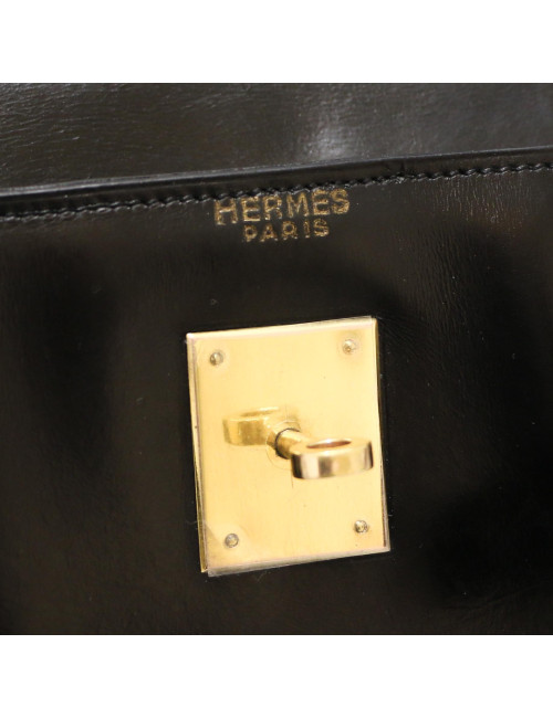 Sac Kelly sellier 32 HERMES box noir vintage