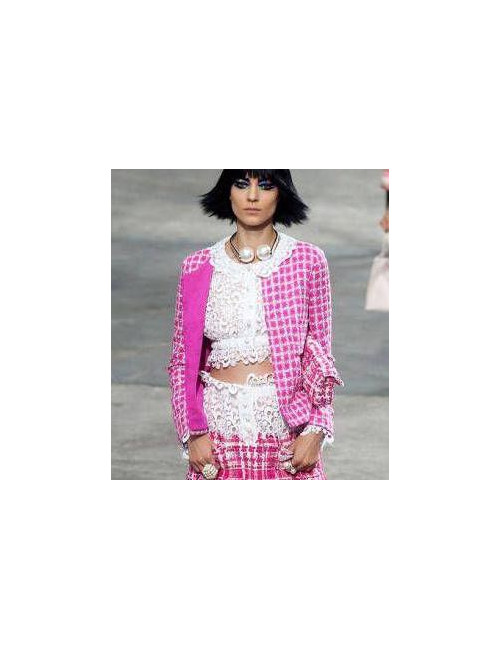Veste CHANEL t36 tweed rose et blanc