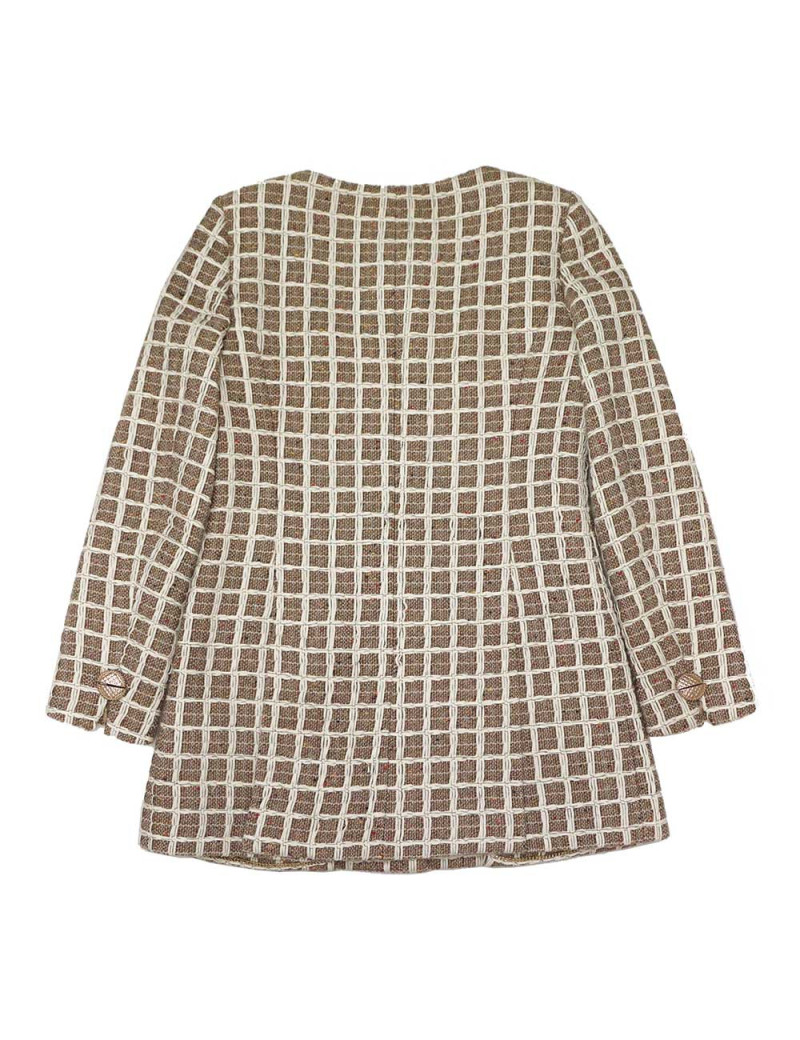 Manteau CHANEL t38 tweed beige et blanc
