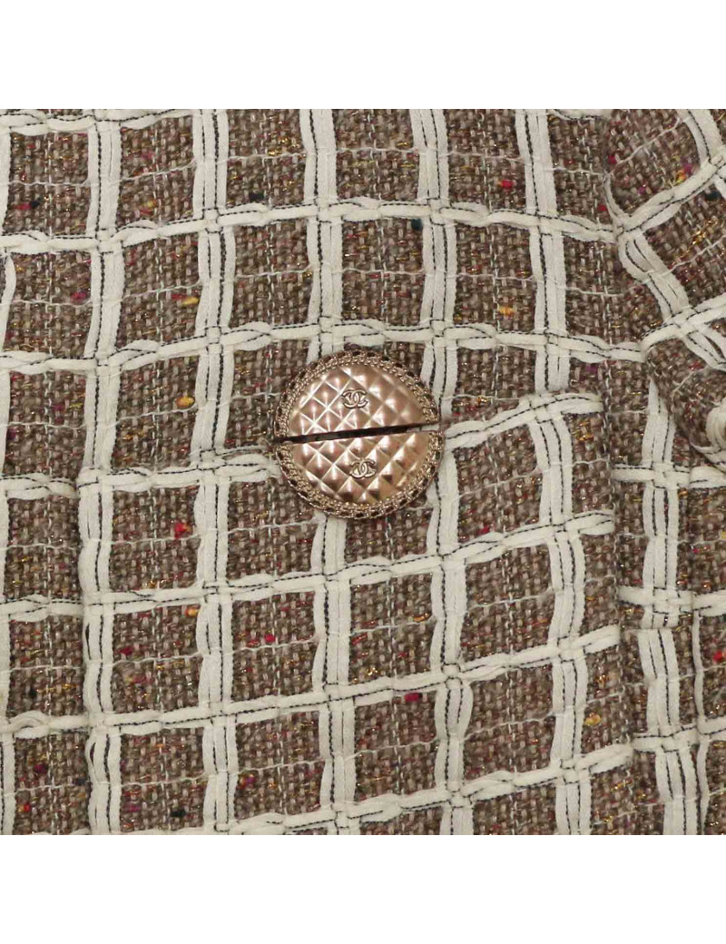 Manteau CHANEL t38 tweed beige et blanc