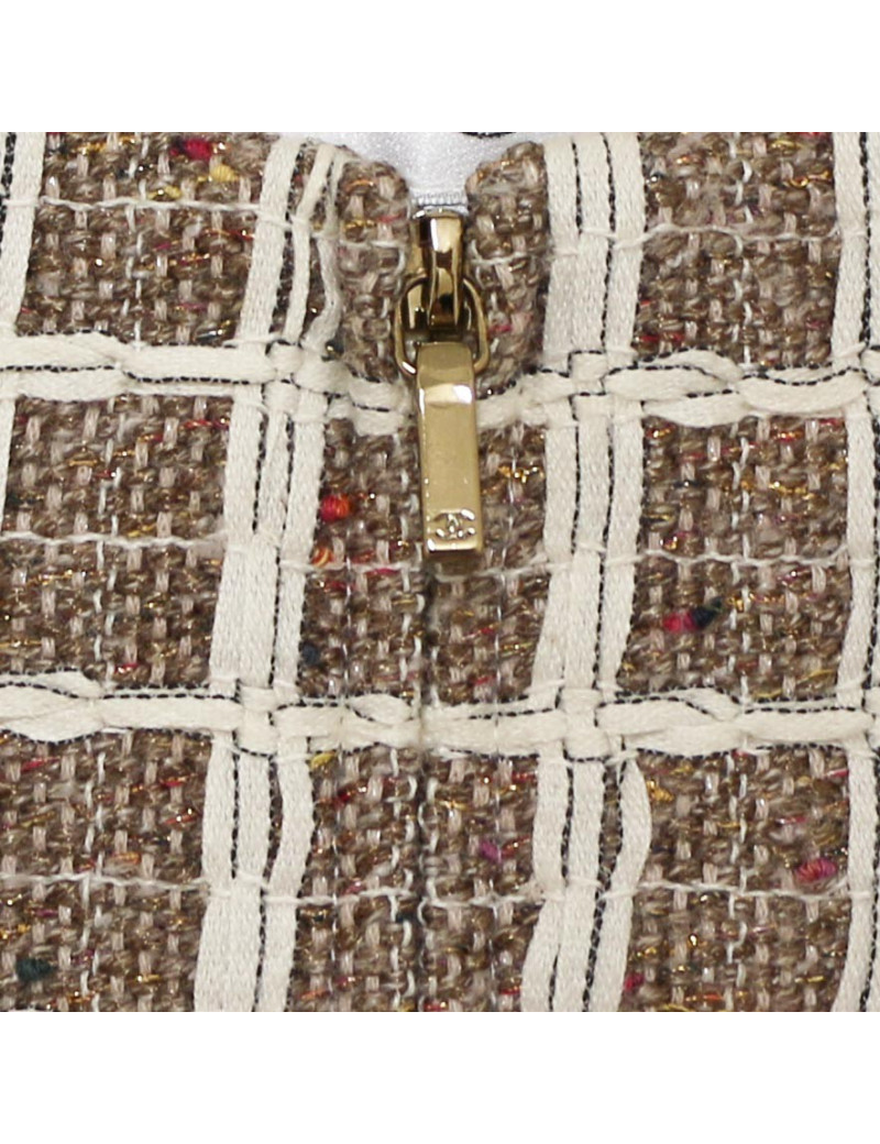 Manteau CHANEL t38 tweed beige et blanc