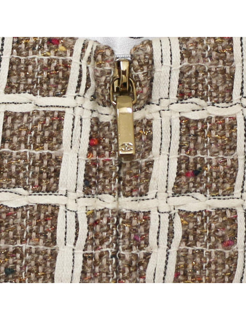 Manteau CHANEL t38 tweed beige et blanc