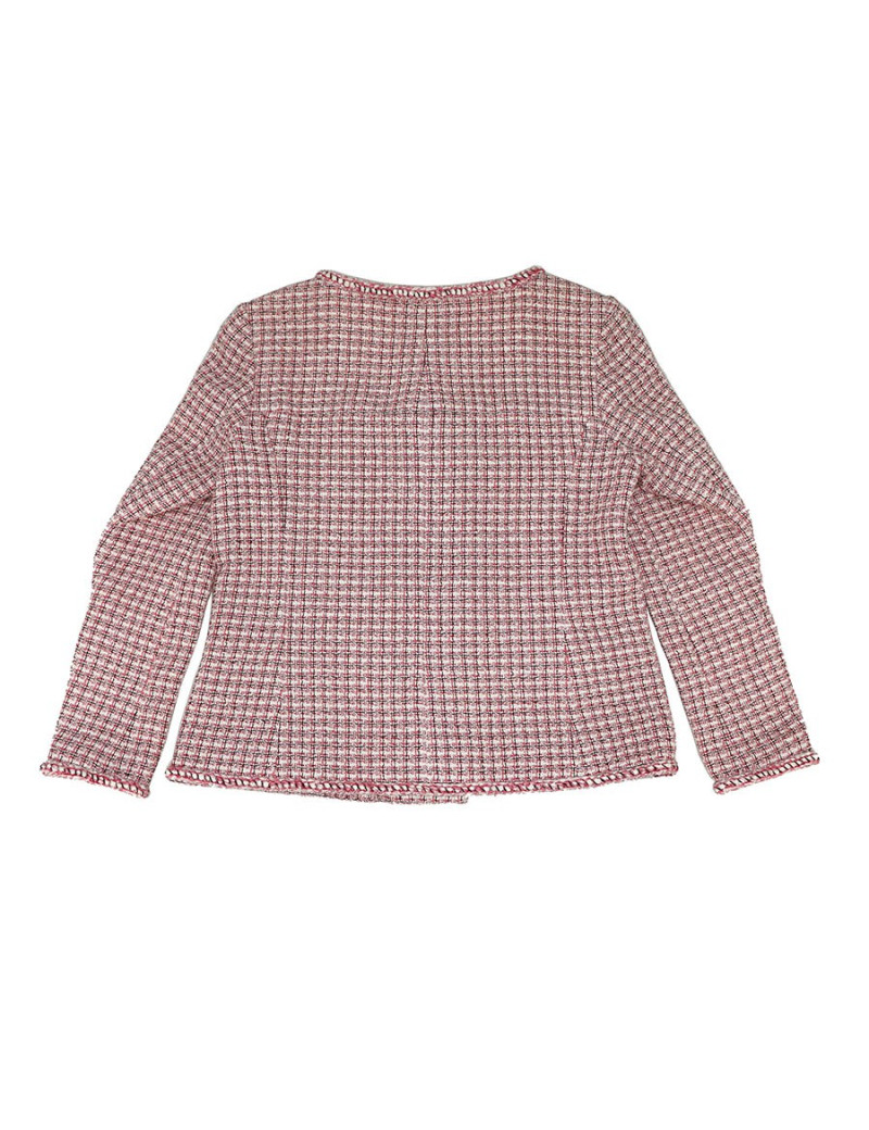 Veste CHANEL t38 tweed rose et blanc