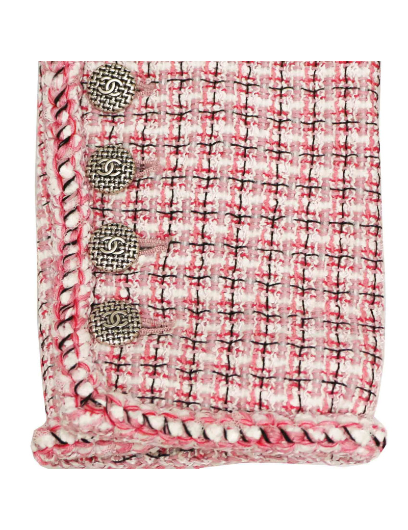 Veste CHANEL t38 tweed rose et blanc