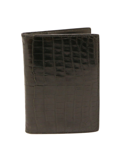 Couverture Agenda HERMES crocodile Porosus noir