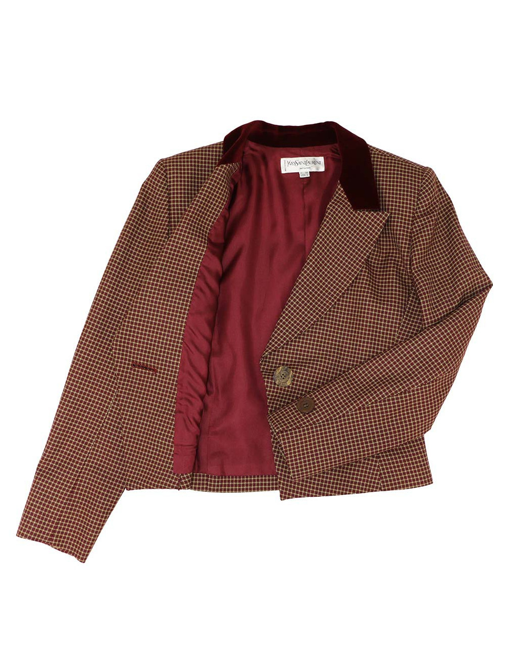 Veste YVES SAINT LAURENT à carreaux et col velours