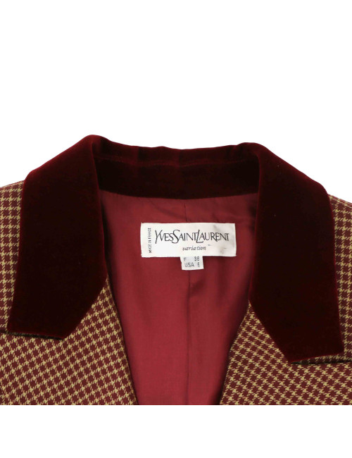 Veste YVES SAINT LAURENT à carreaux et col velours