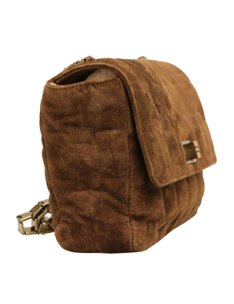 CHANEL legos bag in brown suede