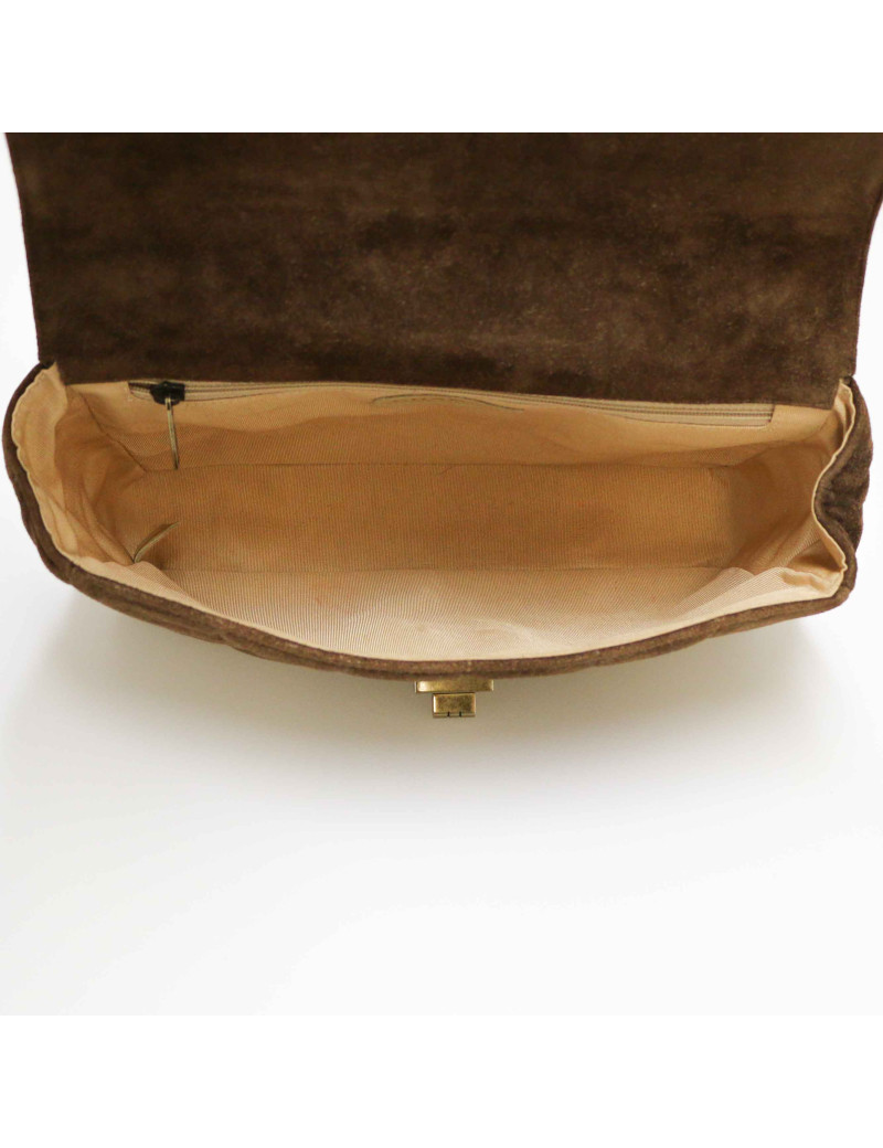 CHANEL legos bag in brown suede