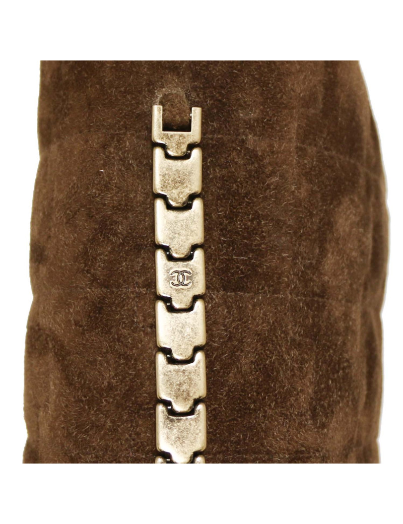 CHANEL legos bag in brown suede