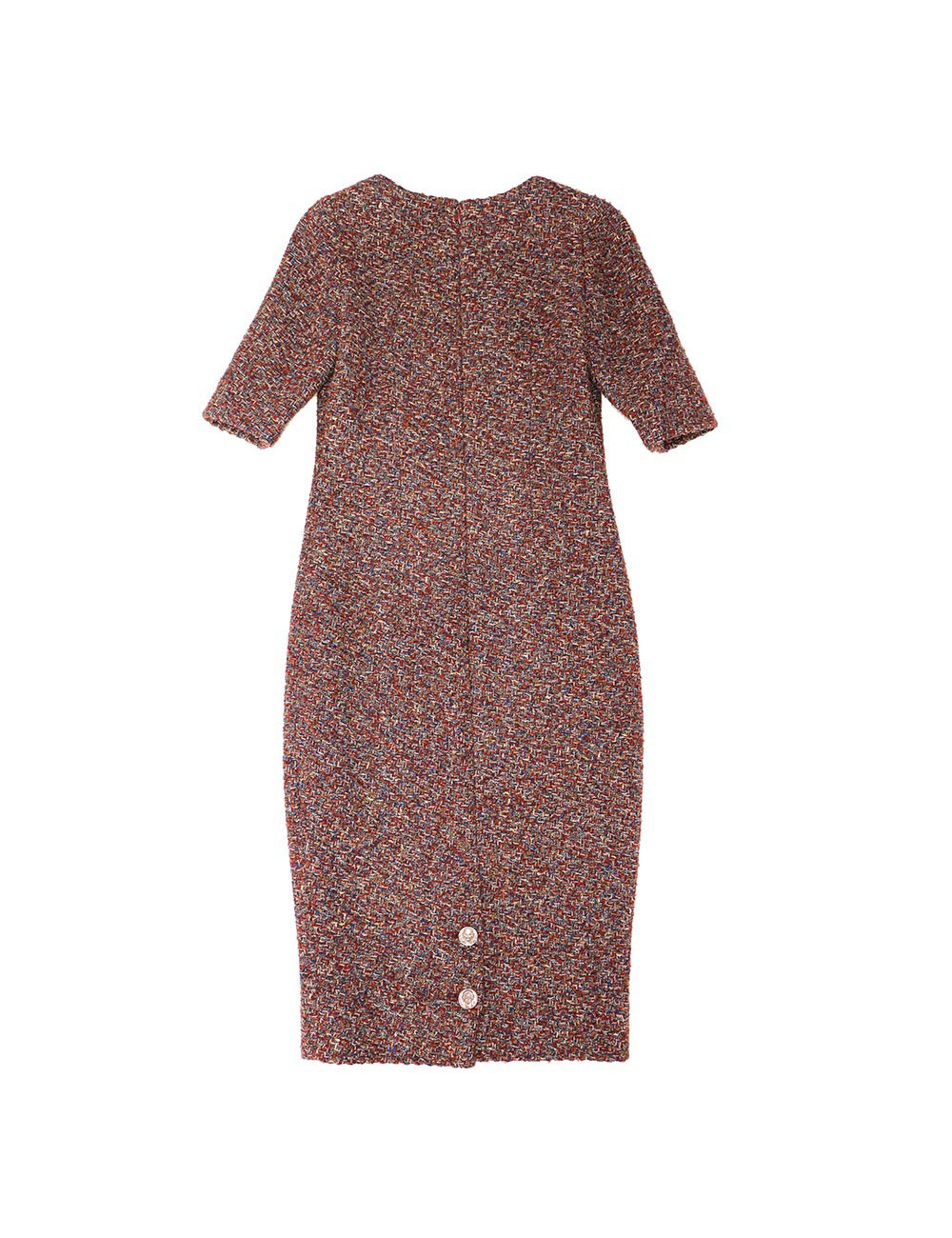 CHANEL burgundy and gold tweed dress, size 36FR