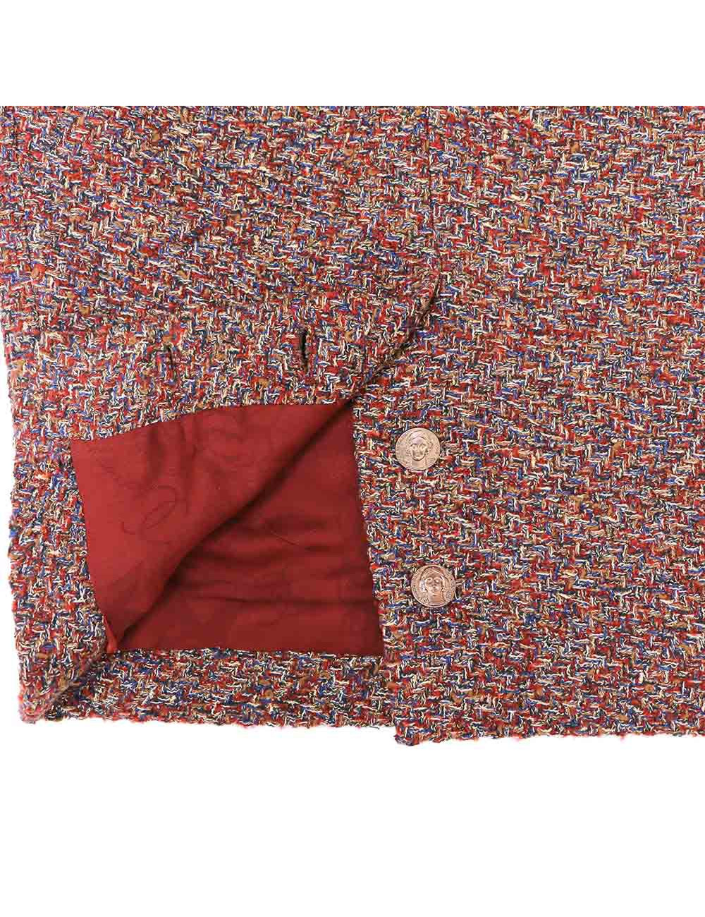 CHANEL burgundy and gold tweed dress, size 36FR