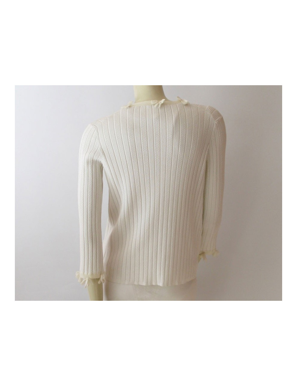 gilet CHANEL écru et nœuds  t42