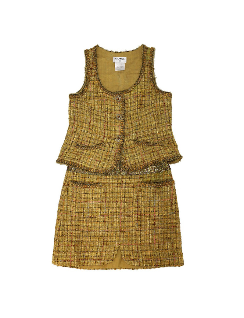 Ensemble CHANEL jaune jupe et veste