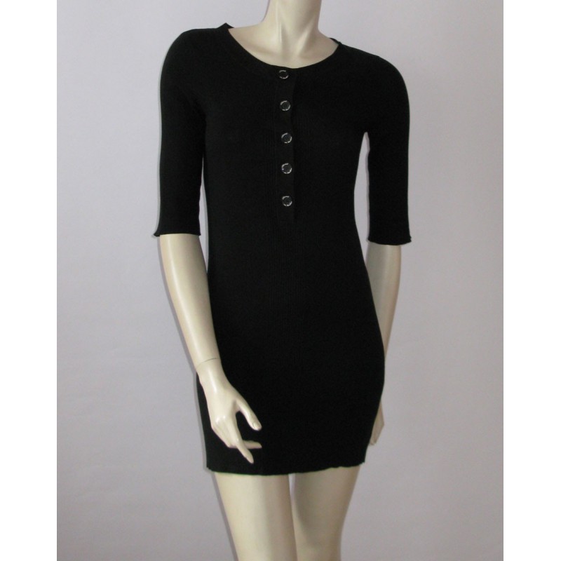CHANEL T 36 Black wool dress - VALOIS VINTAGE PARIS