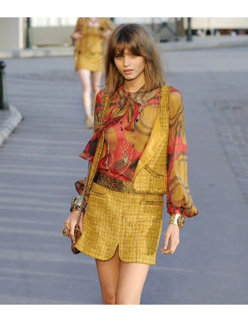 Ensemble CHANEL jaune jupe et veste