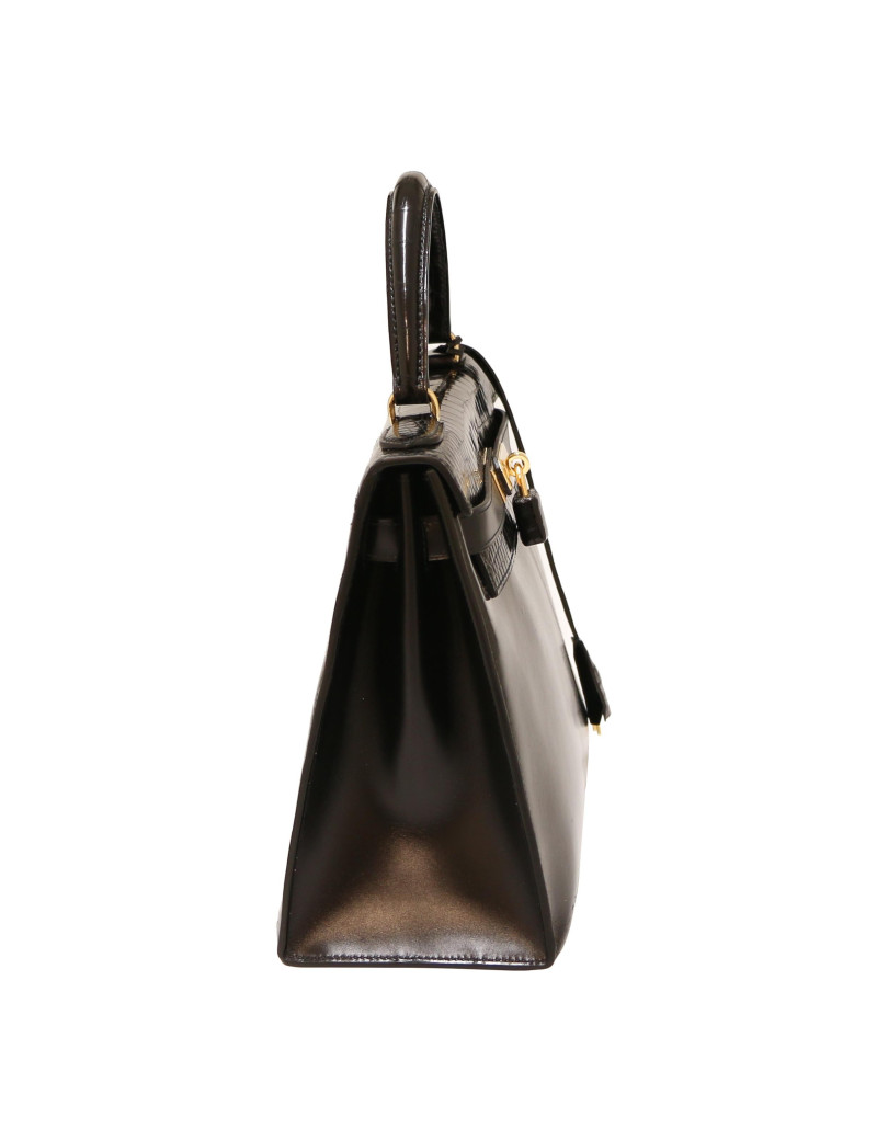 Kelly 28 HERMES box noir Vintage