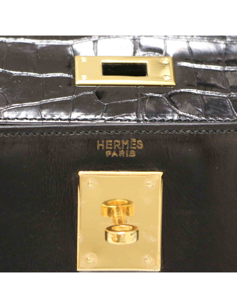 Kelly 28 HERMES box noir Vintage