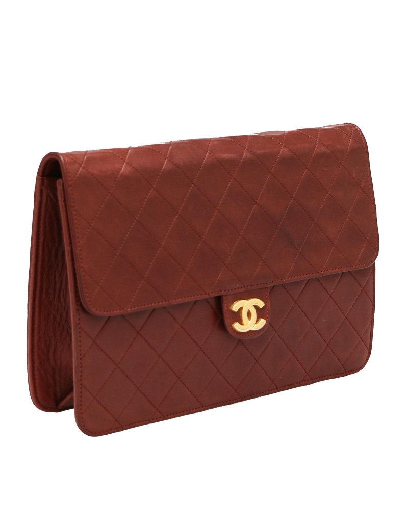 Sac pochette CHANEL vintage bordeaux