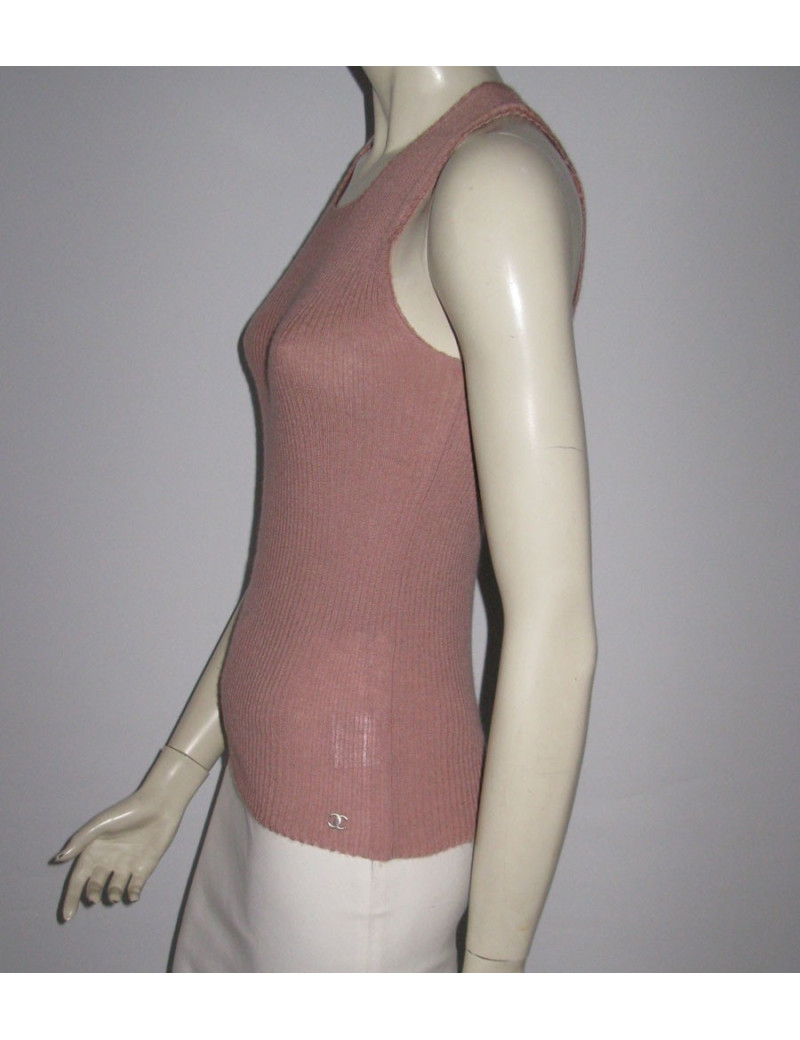 pull CHANEL vieux rose cachemire et soie