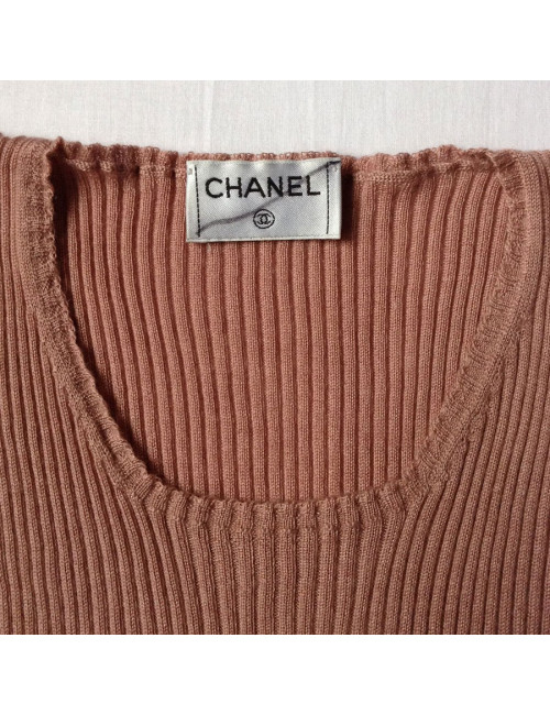 Pull CHANEL vieux rose cachemire et soie