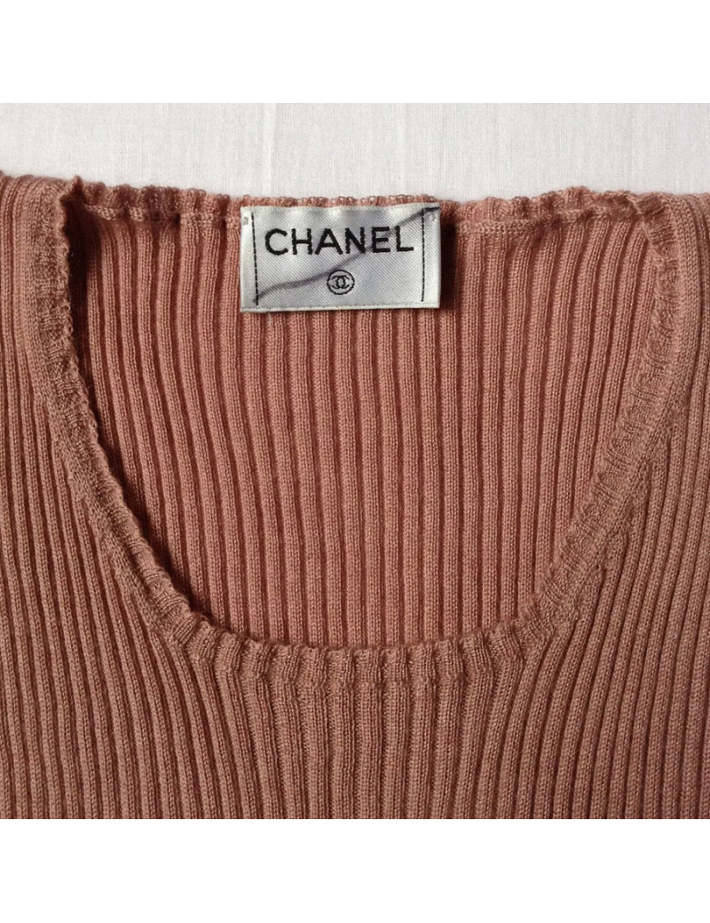 pull CHANEL vieux rose cachemire et soie