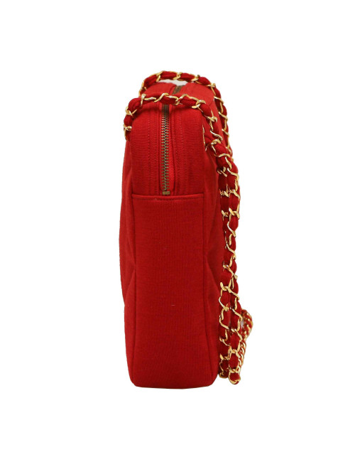 Sac CHANEL jersey rouge Vintage