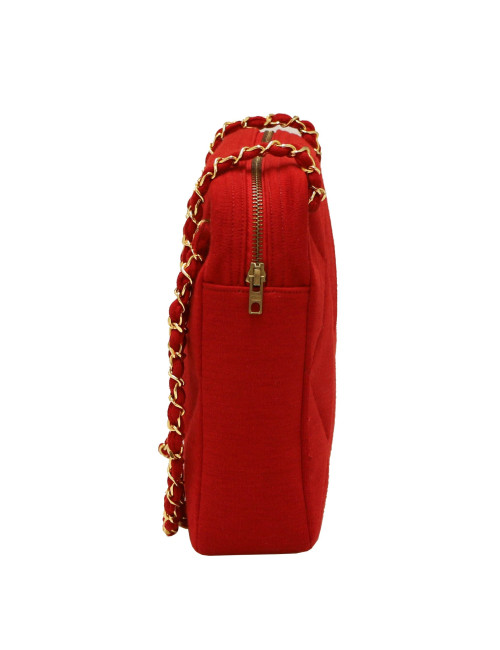 Sac CHANEL jersey rouge Vintage