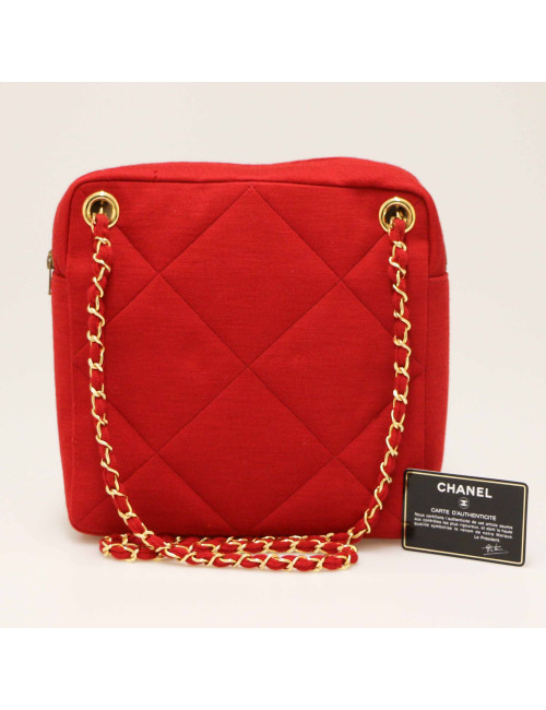 Sac CHANEL jersey rouge Vintage