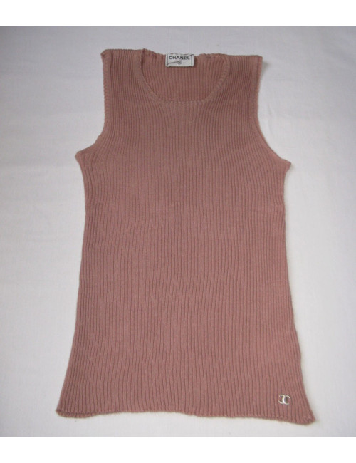 Pull CHANEL vieux rose cachemire et soie