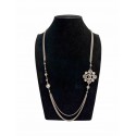 CHANEL long necklace Silver metal